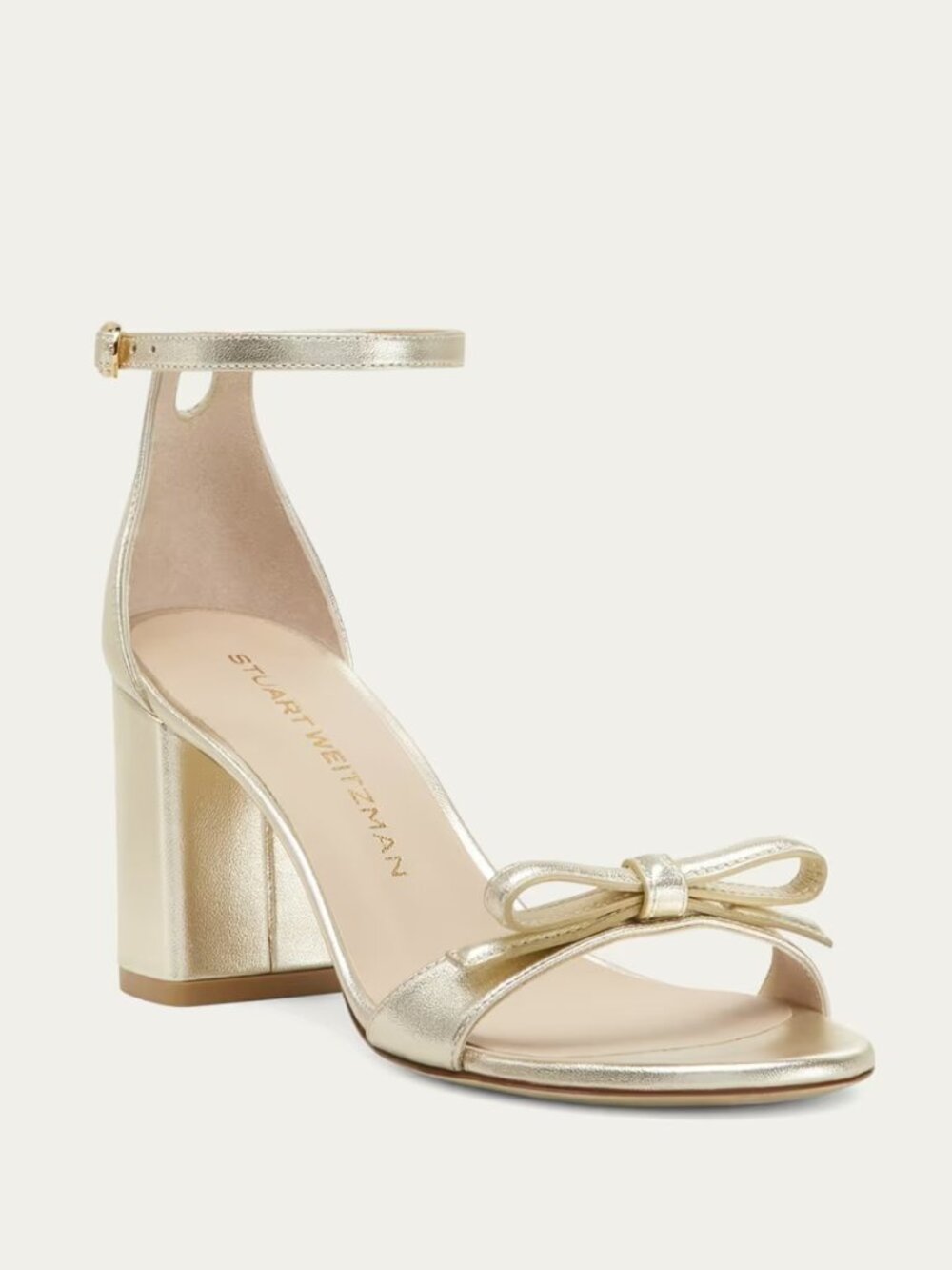 $550 stuart weitzman Nudist Felicity BOW Sandals LEATHER platino 6.5 US (DD18)